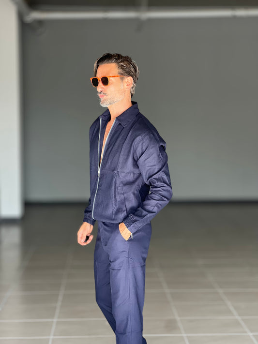 COORDINATO BLU LINO ZIP