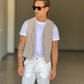 GILET  TESSUTO BEIGE  CHIARO GESSATO