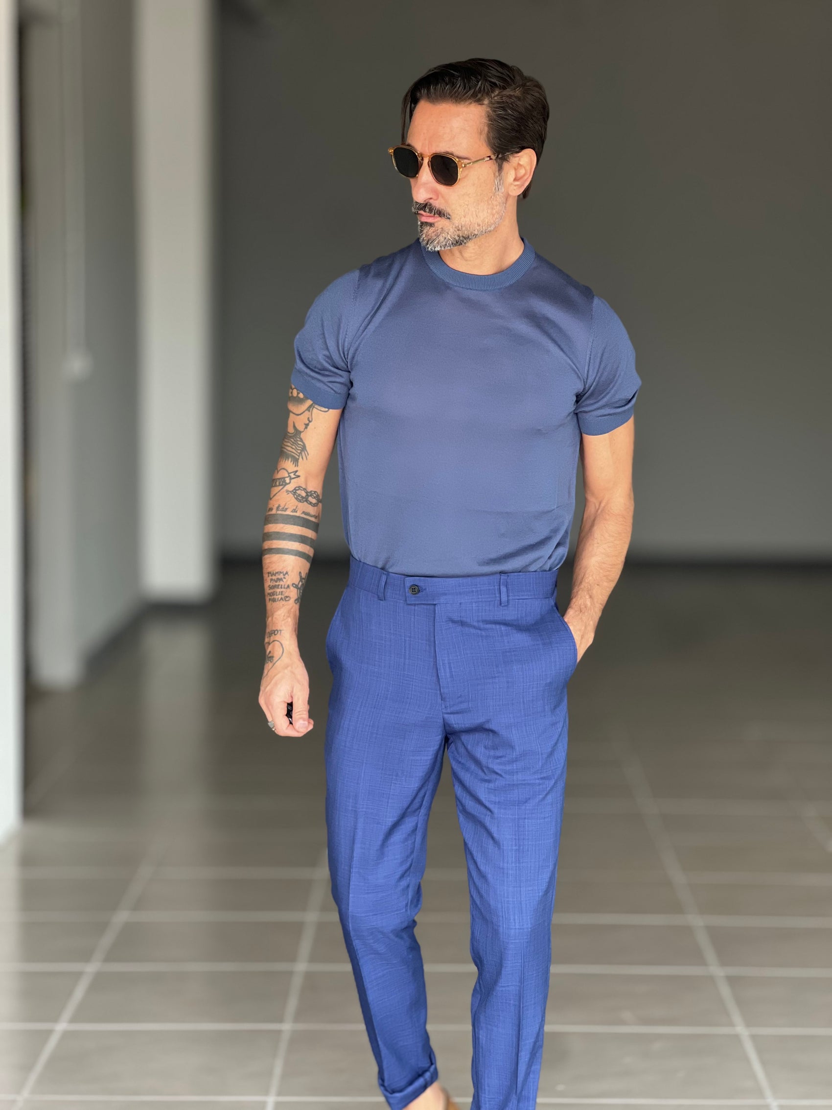 MAGLIA  GIRO CARTA DA ZUCCHERO  FILO COTONE MISTO SETA