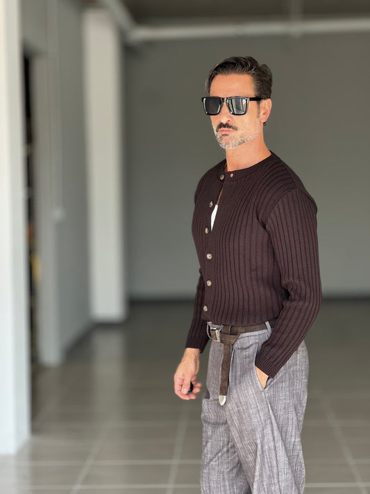 BLUE THREAD COTTON CREW NECK SWEATER