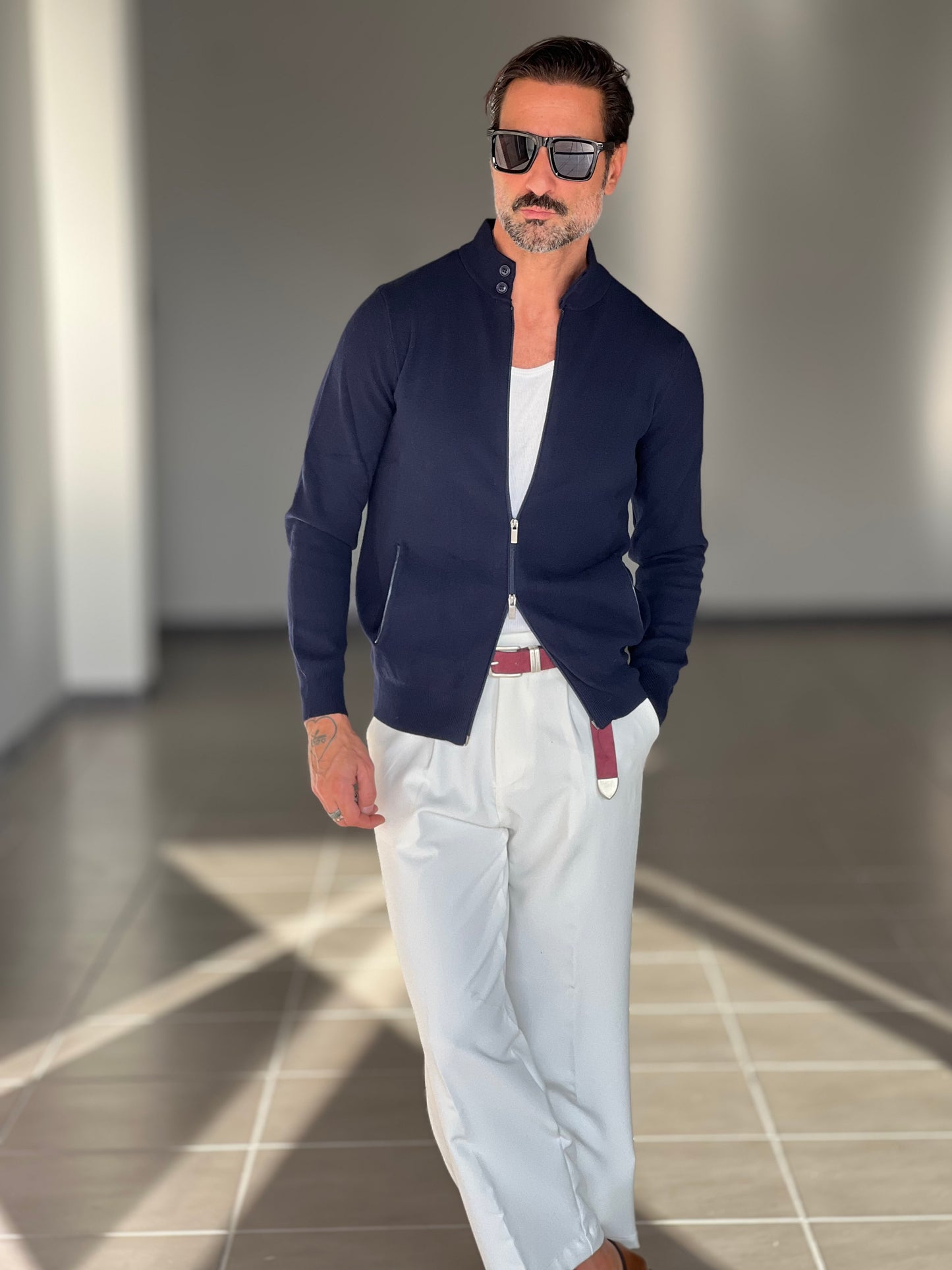 BEIGE COTTON OPEN CARDIGAN