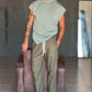 PANTALACCIO  VERDE MILITARE  LACCIO A CONTRASTO MISTO LINO