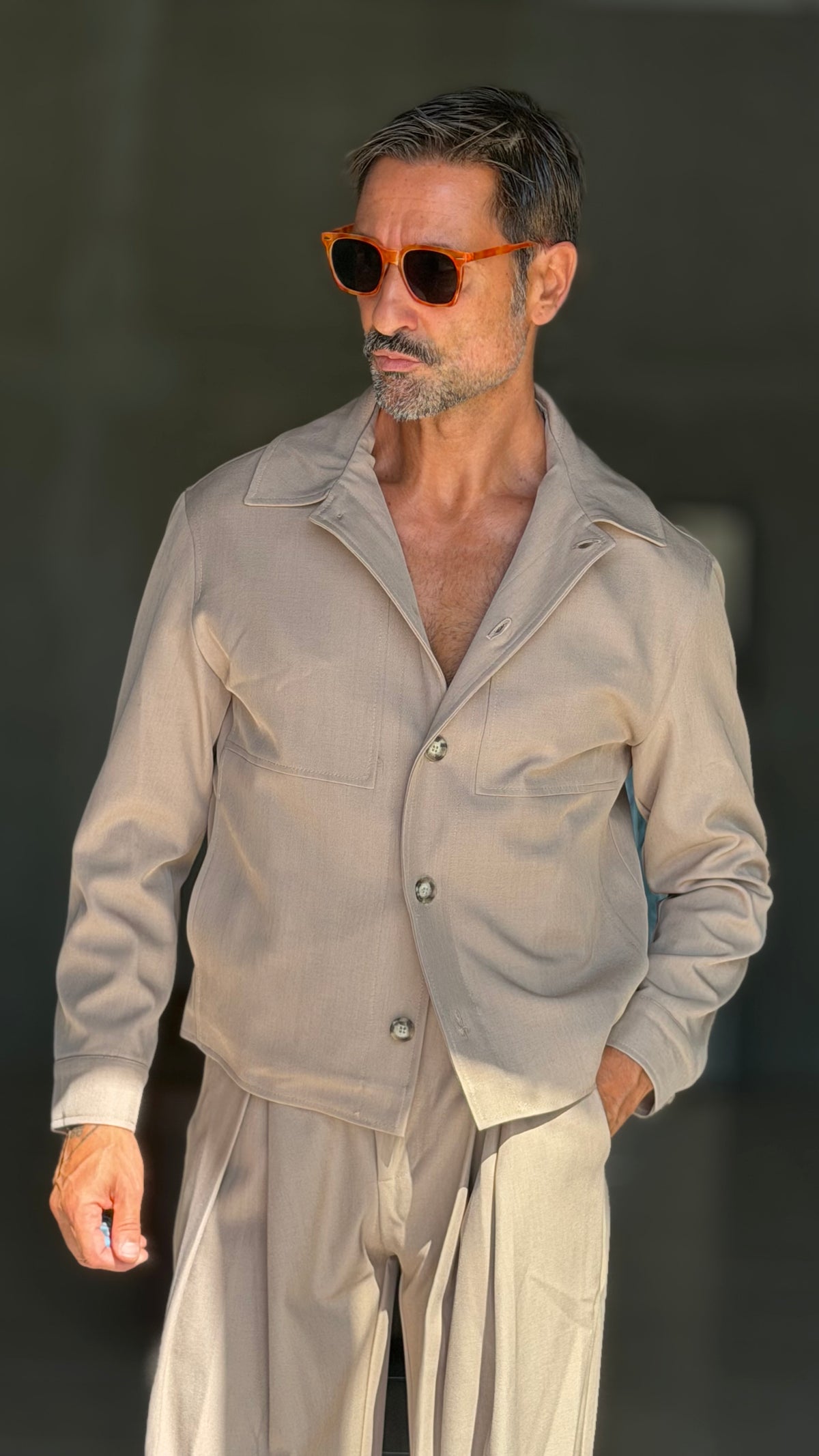 GIUBBINO CAMICIA BEIGE CROP 501 (abbinabile al pantalone baloon 501)