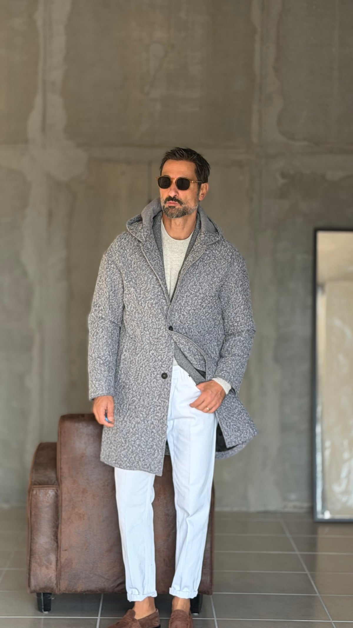 BLUE HIGH NECK COAT