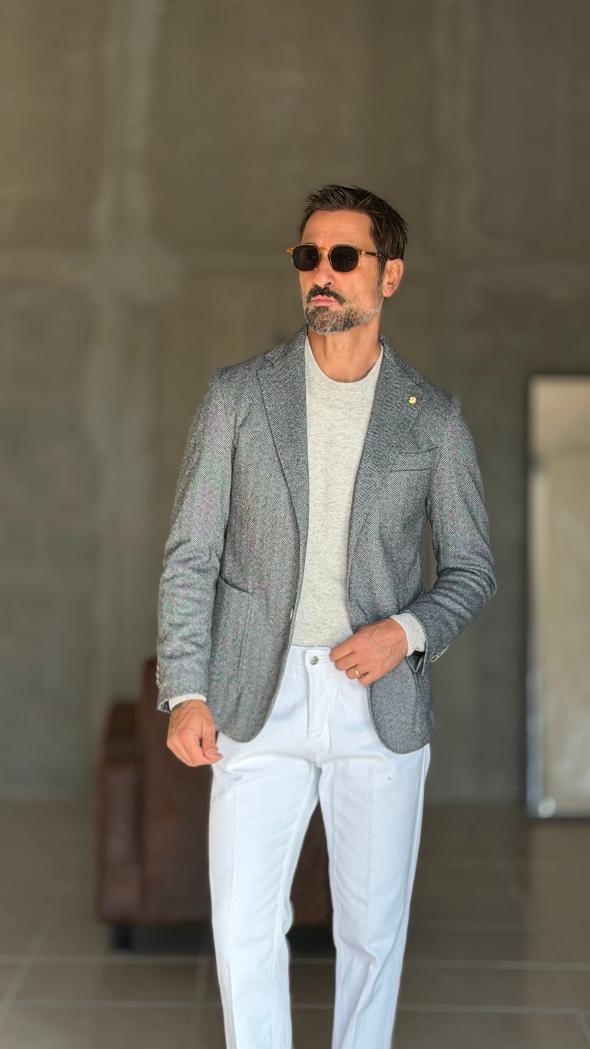 PULLOVER GRIGIO CHIARO LANA CASHMERE 3% E MISTI