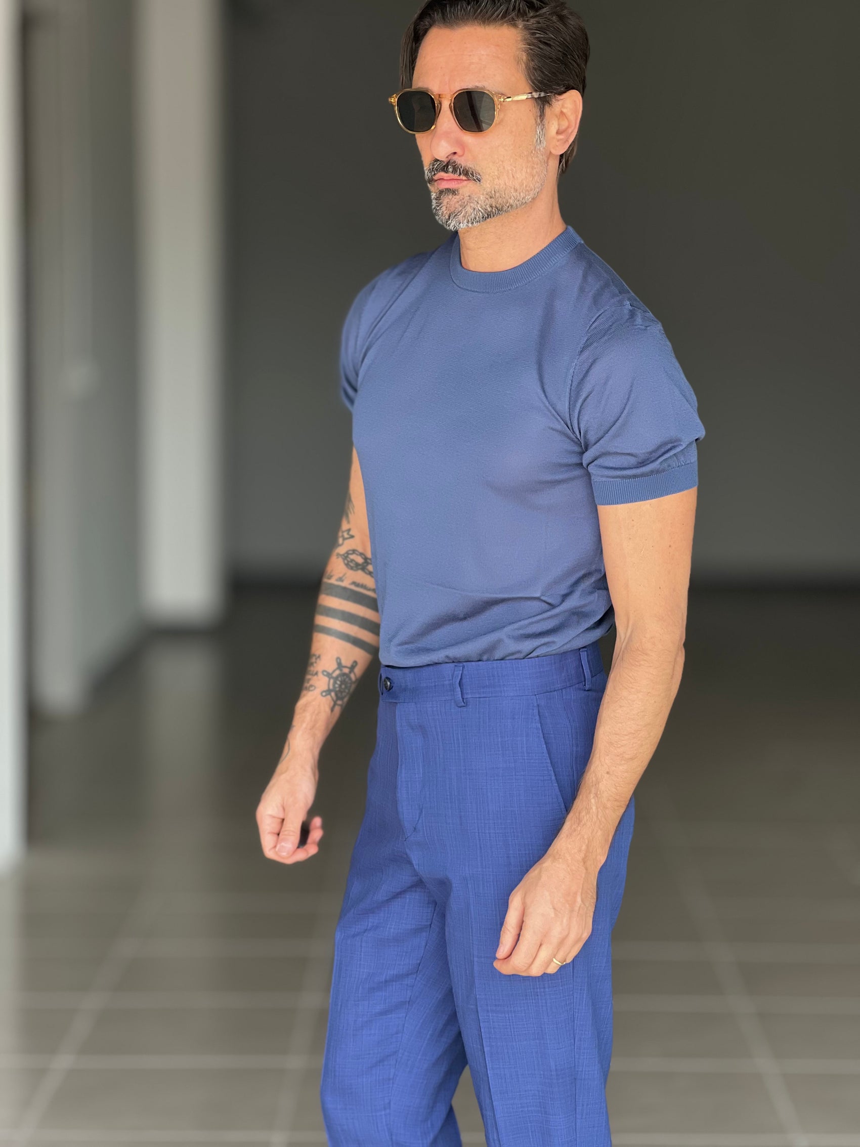 MAGLIA  GIRO CARTA DA ZUCCHERO  FILO COTONE MISTO SETA