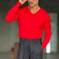 PULLOVER  ROSSO SCOLLO V VISCOSA E MISTI