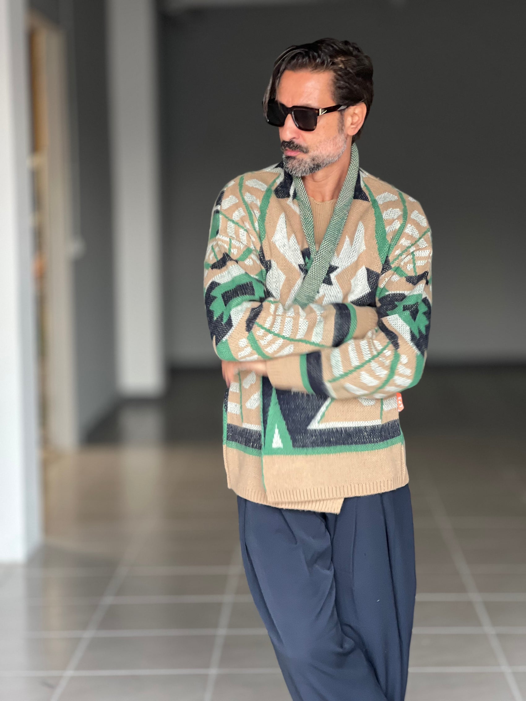 CARDIGAN SCIALLATO AZTECO BEIGE *