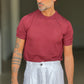 MAGLIA  GIRO PRUGNA   FILO COTONE MISTO SETA