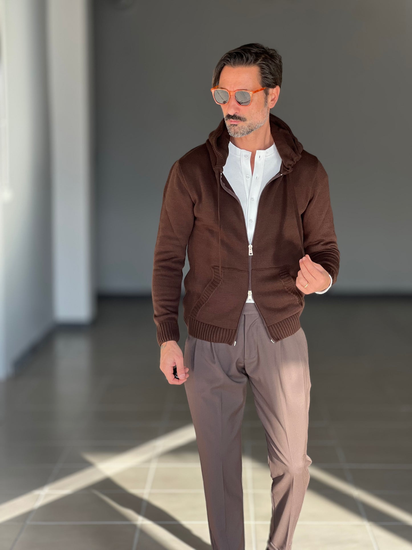 BEIGE COTTON OPEN CARDIGAN