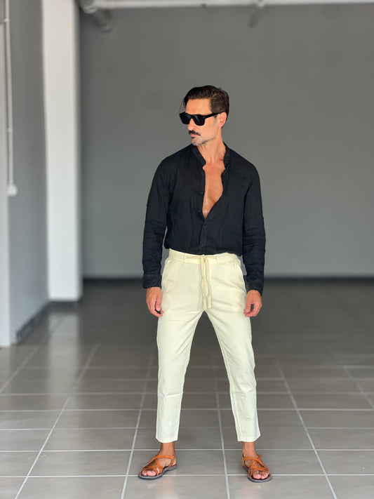 PANTALONE ESTIVO  LIMONE EFFETTO LINO GARZATO