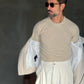 PULLOVER CREMA  LANA CASHMERE 3% E MISTI
