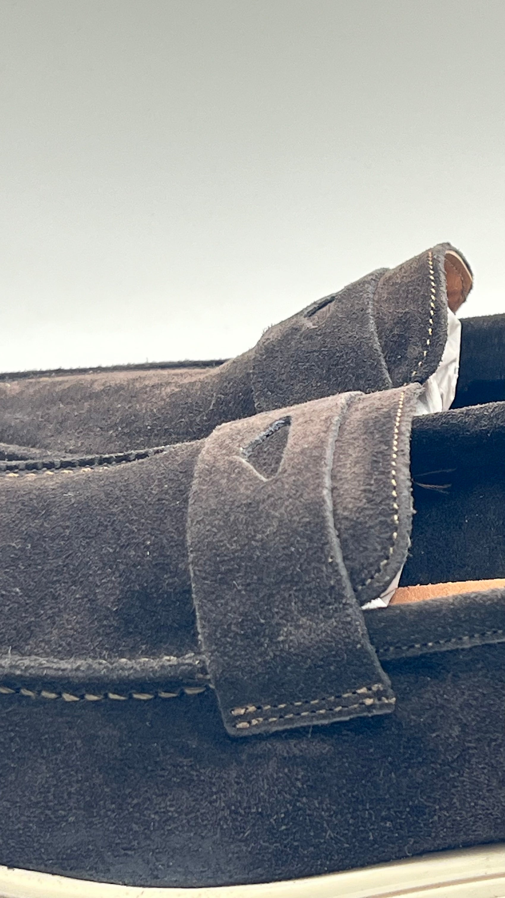 DOUBLE BUCKLE BLACK SUEDE LOAFERS