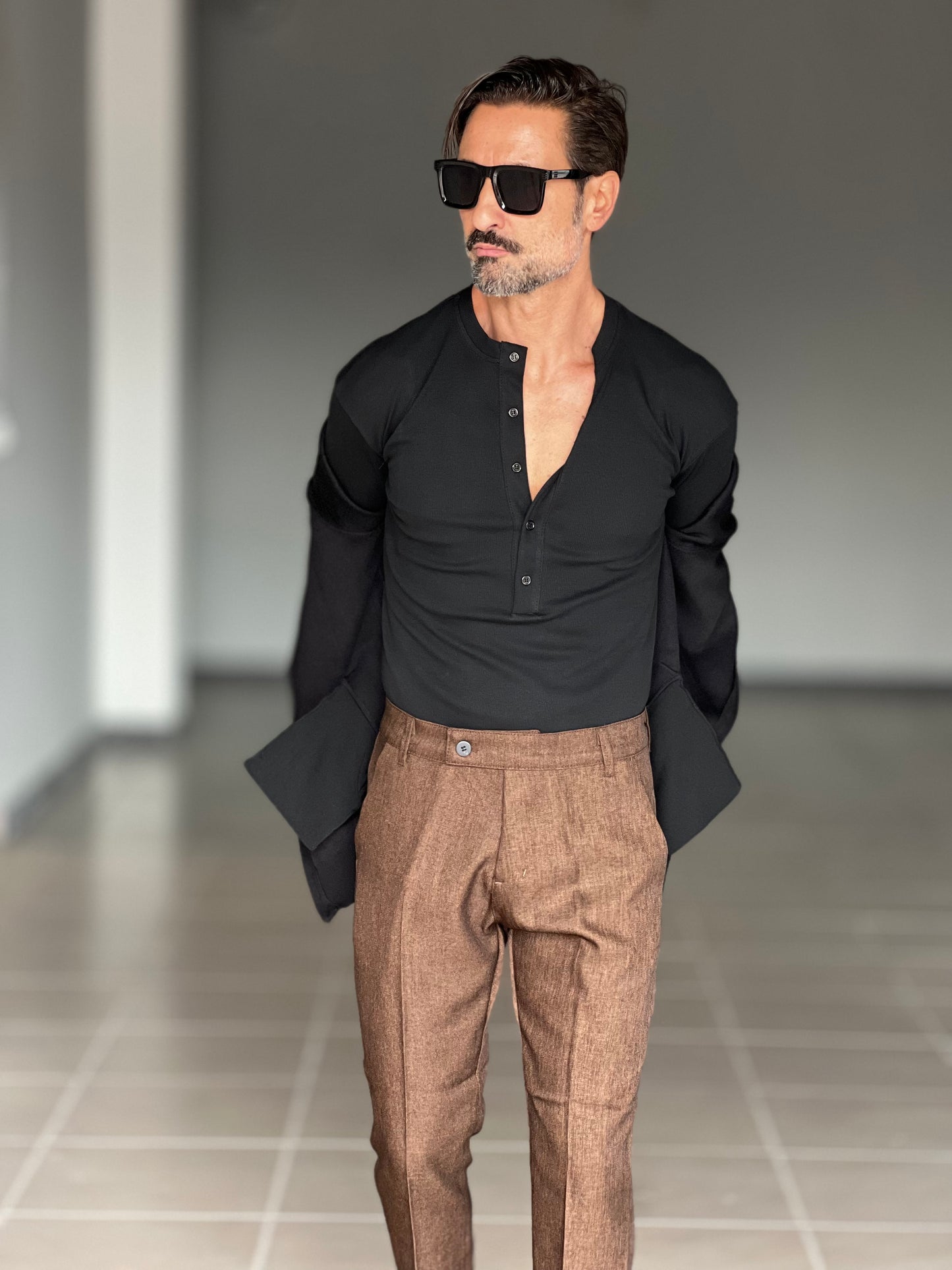 SERAFINO  NERO MAGLIA  COTONE