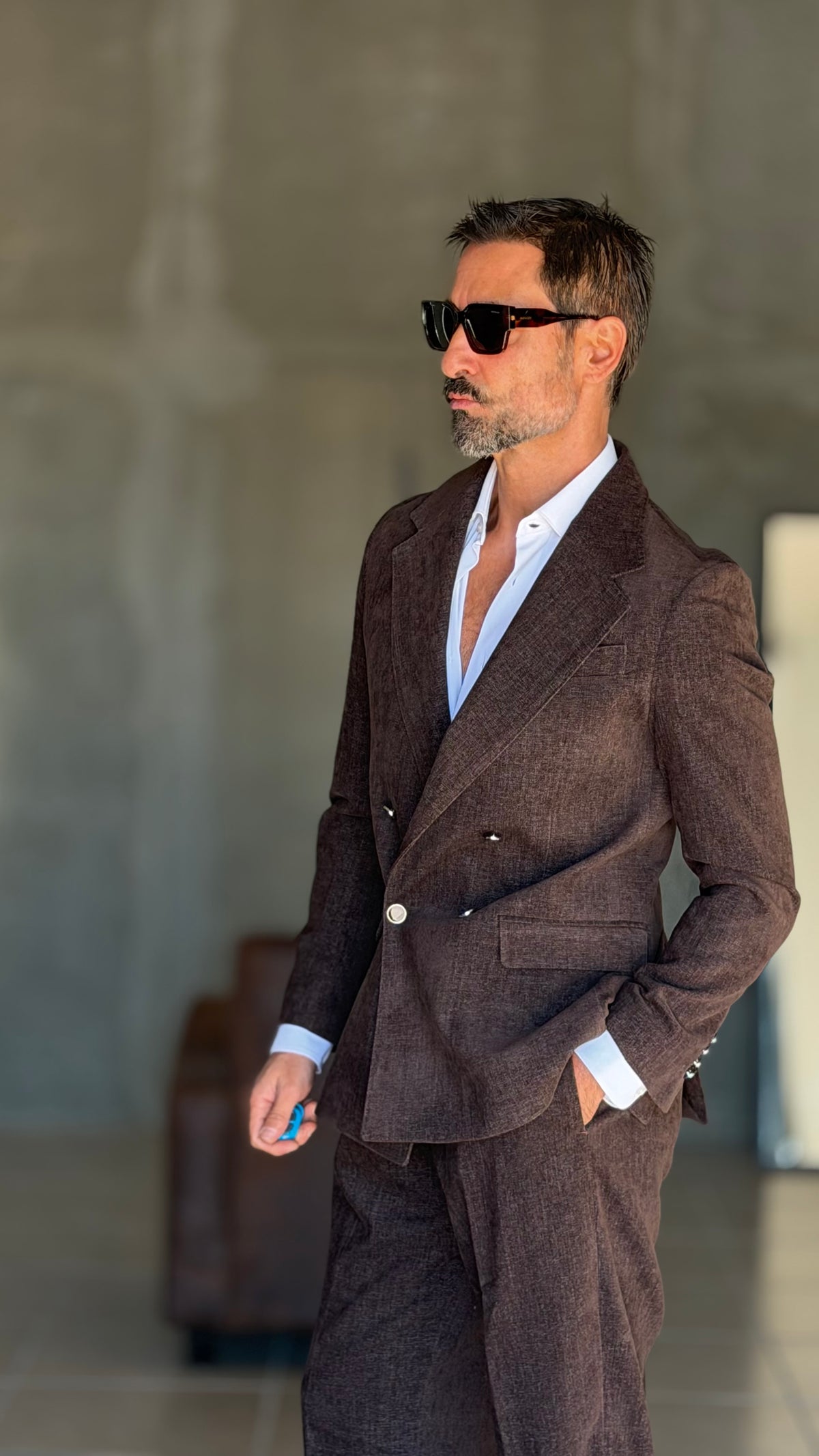 ABITO  MORO VELLUTO LISCIO DOPPIOPETTO PANTALONE FONDO REGULAR PETRO' 1060
