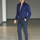 PANTALONE  PINCES  BLU NAVY  GABARDINE DI COTONE G PLAY