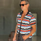 POLO CARDIGAN  RIGA NERA  MULTIRIGA ORIZZONTALE