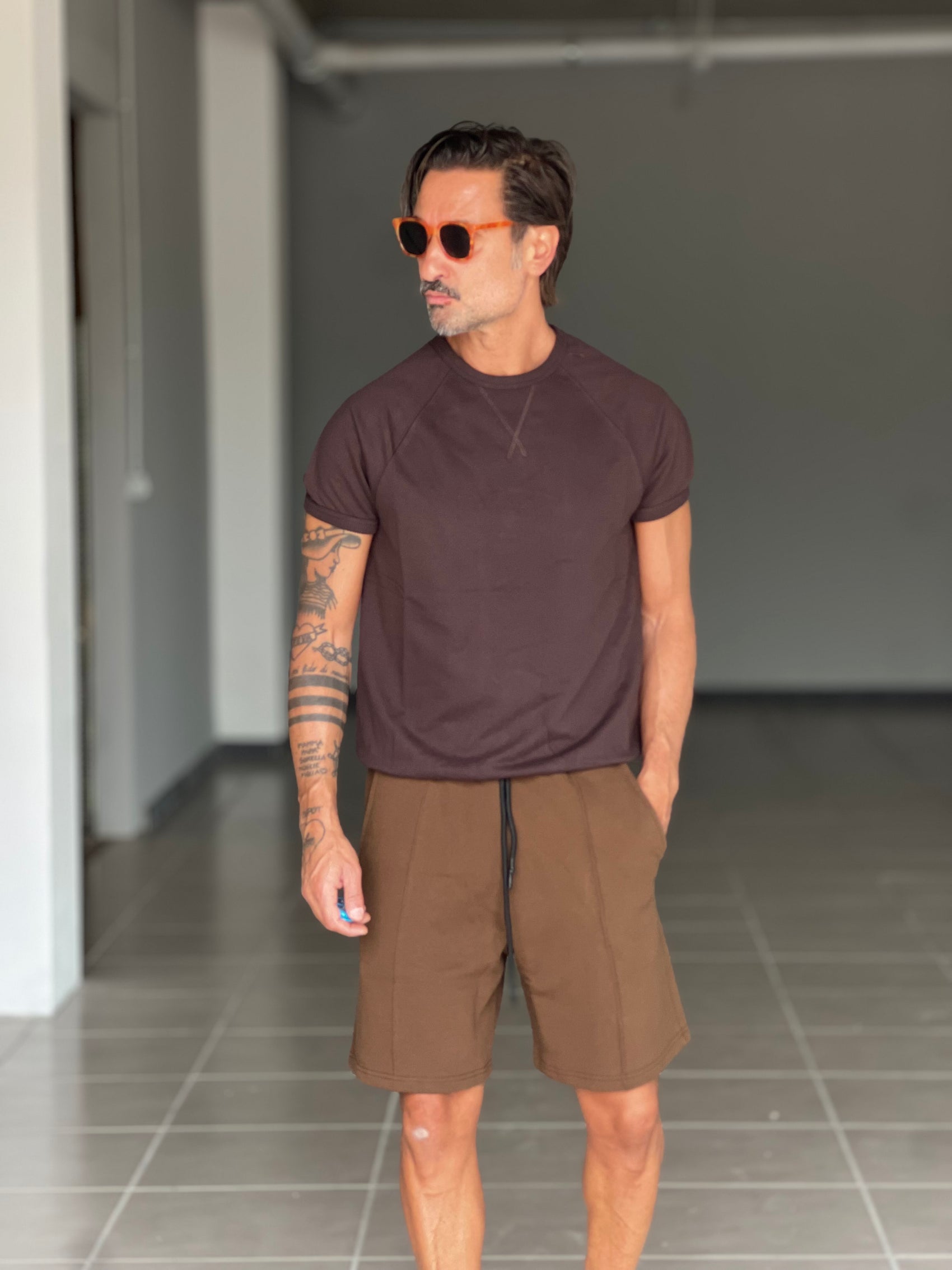 MAGLIA FELPA MORO  MEZZA MANICA