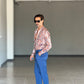 PANTALONE BLU ELETTRICO  VITA ALTA PINCES VISCOSA