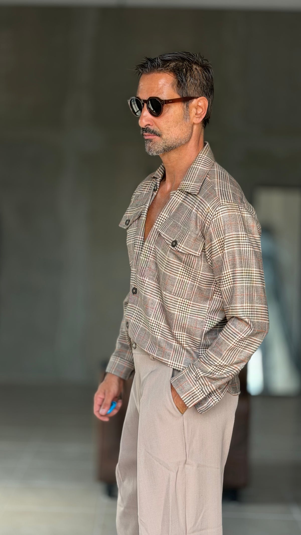 CAMICIA  FLANELLA QUADRO GALLES BEIGE