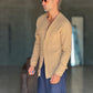 CAMICIA COREANA CARAMELLO  CHIARO GOFFRATA COTONE  EFFETTO LINO