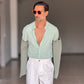 CAMICIA KOON VERDE ACQUA LINO E COTONE LAVORAZIONE TRAMATA 0046