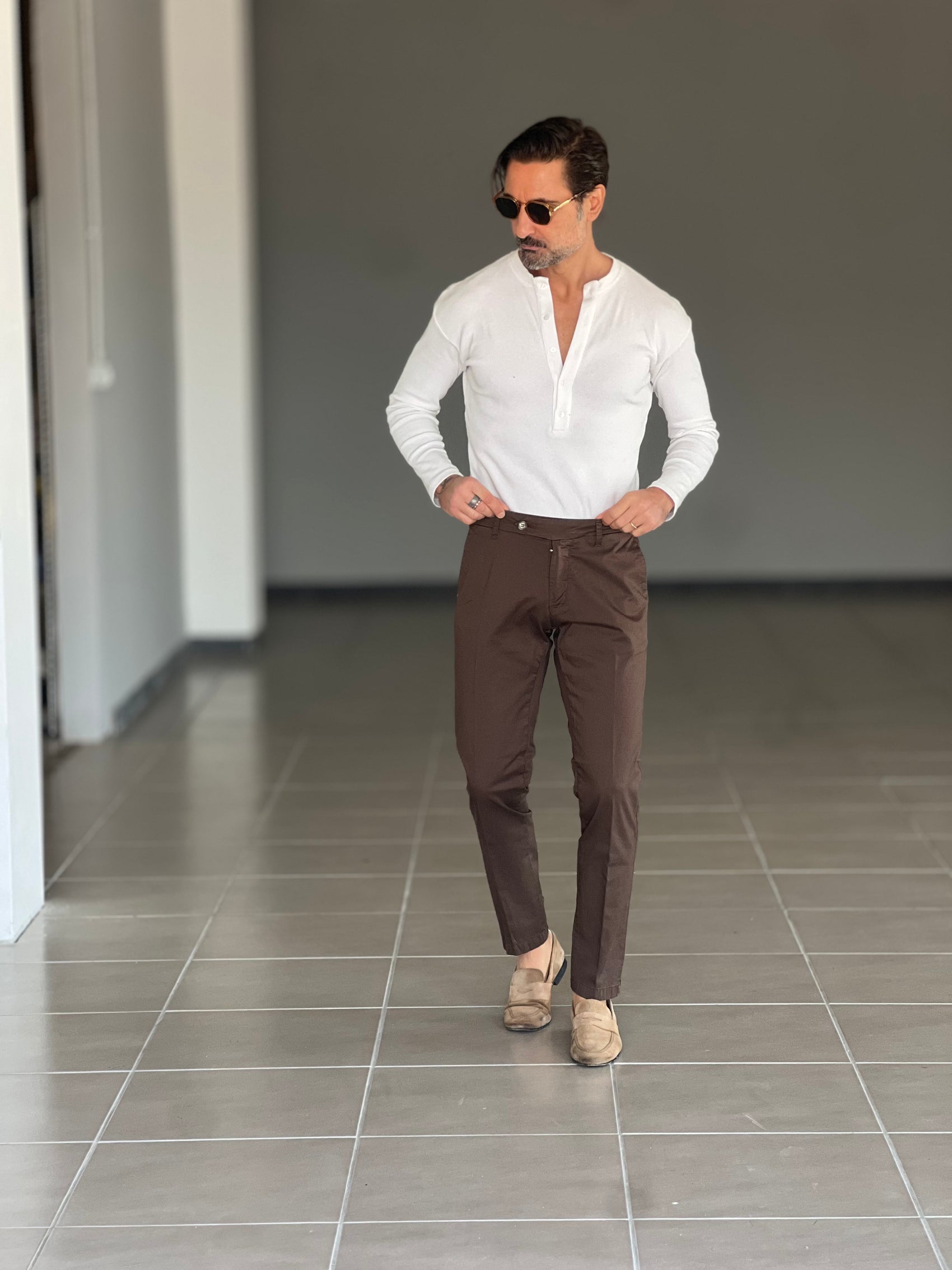 BLACK CHAIN ​​VISCOSE TROUSERS
