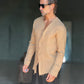 CAMICIA COREANA CARAMELLO  CHIARO GOFFRATA COTONE  EFFETTO LINO. 278