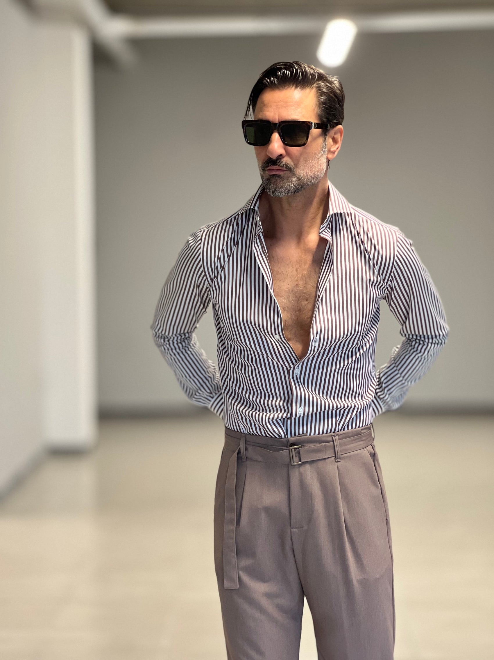 CAMICIA DEPOT BACCHETTA MORO E BIANCA . COTONE DOPPIO RITORTO