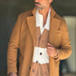 CARDIGAN MAGLIA INGLESE BANDA RIGA PANNA E CAMMELLO  BL11