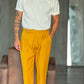 PANTALONE GIALLO UOVO  VITA ALTA PINCES VISCOSA  EFFETTO FLANELLA BATTUTA