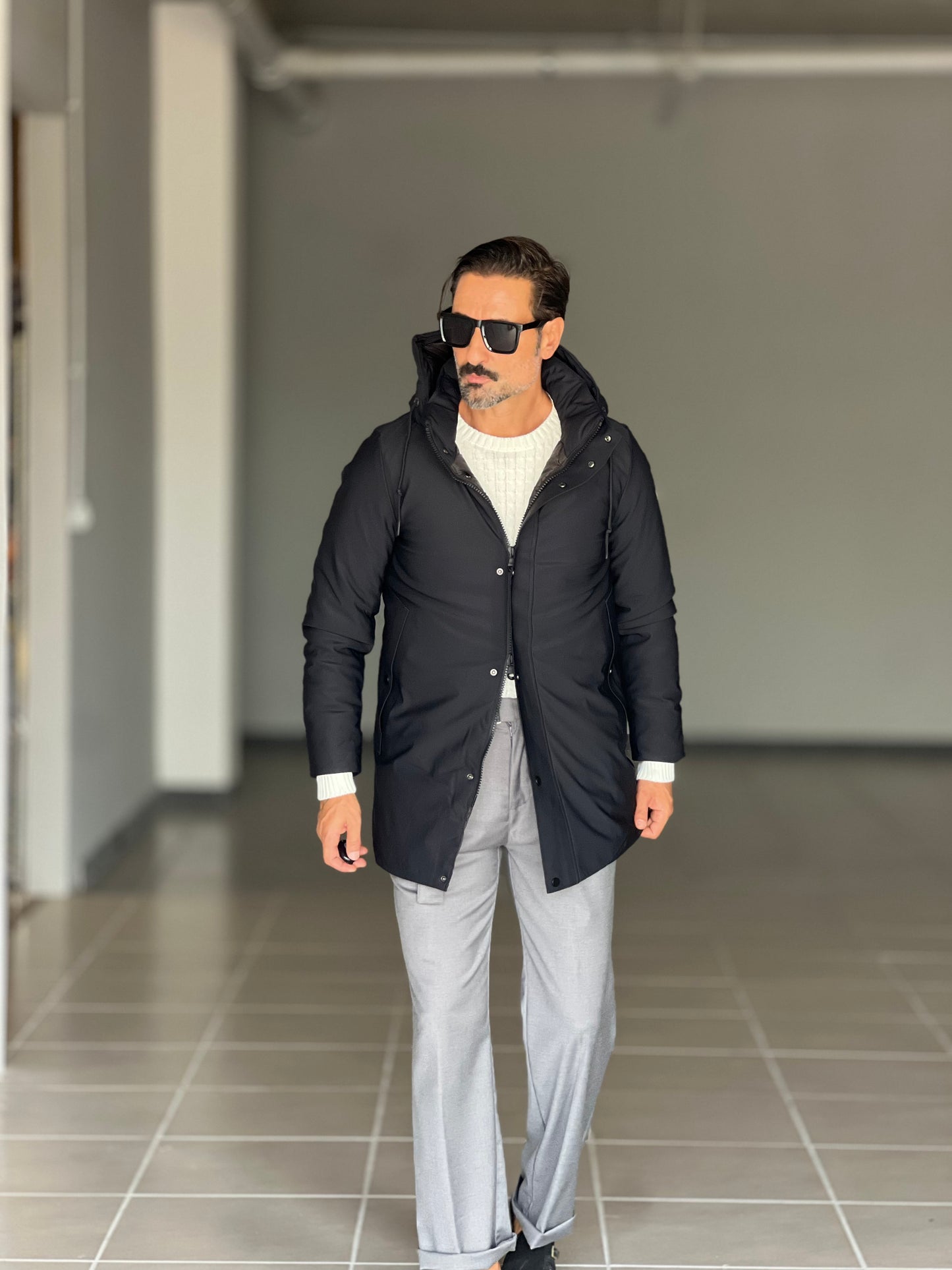 PARKA BL11 NERO TESSUTO TECNICO