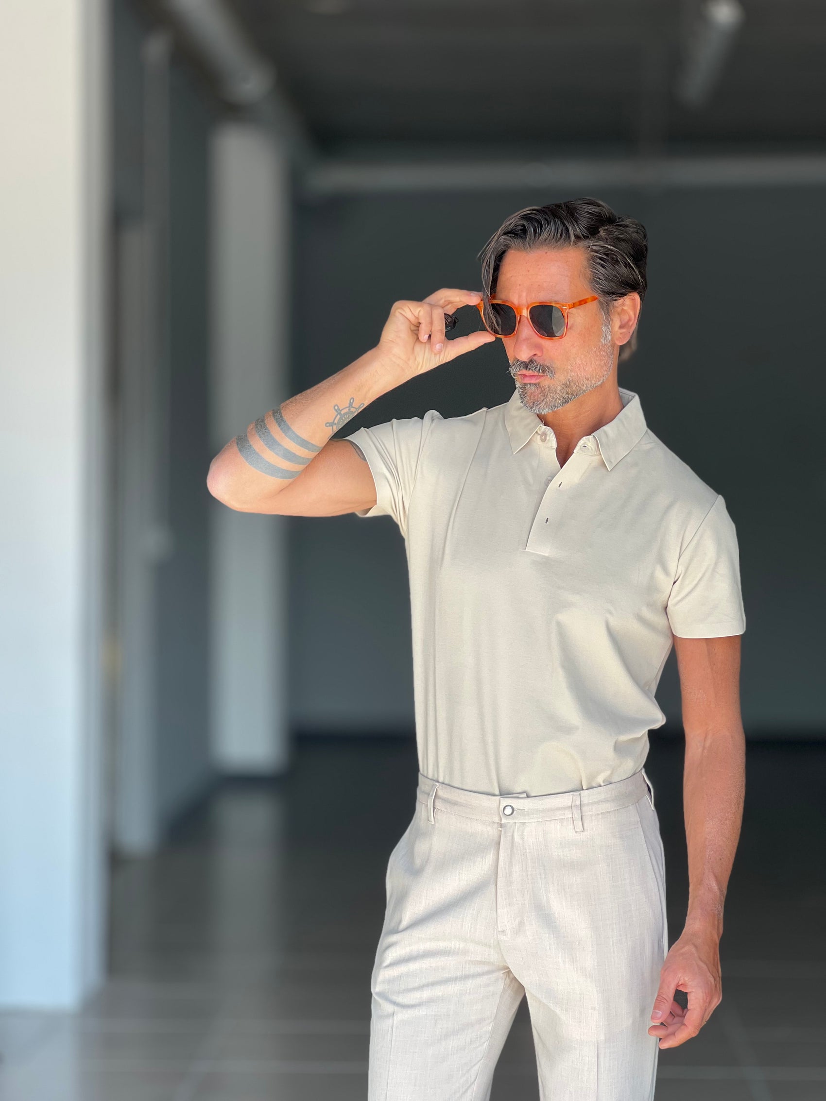 BLUE THREAD COTTON CREW NECK SWEATER