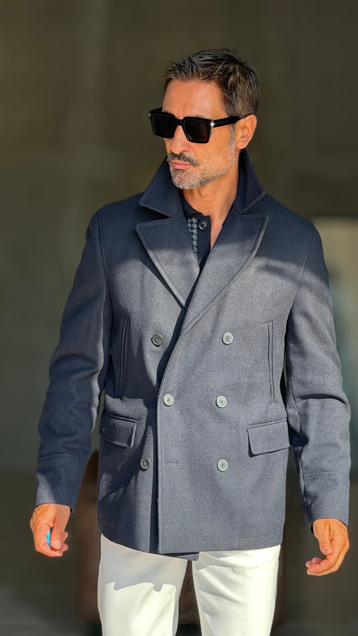 BLUE HIGH NECK COAT