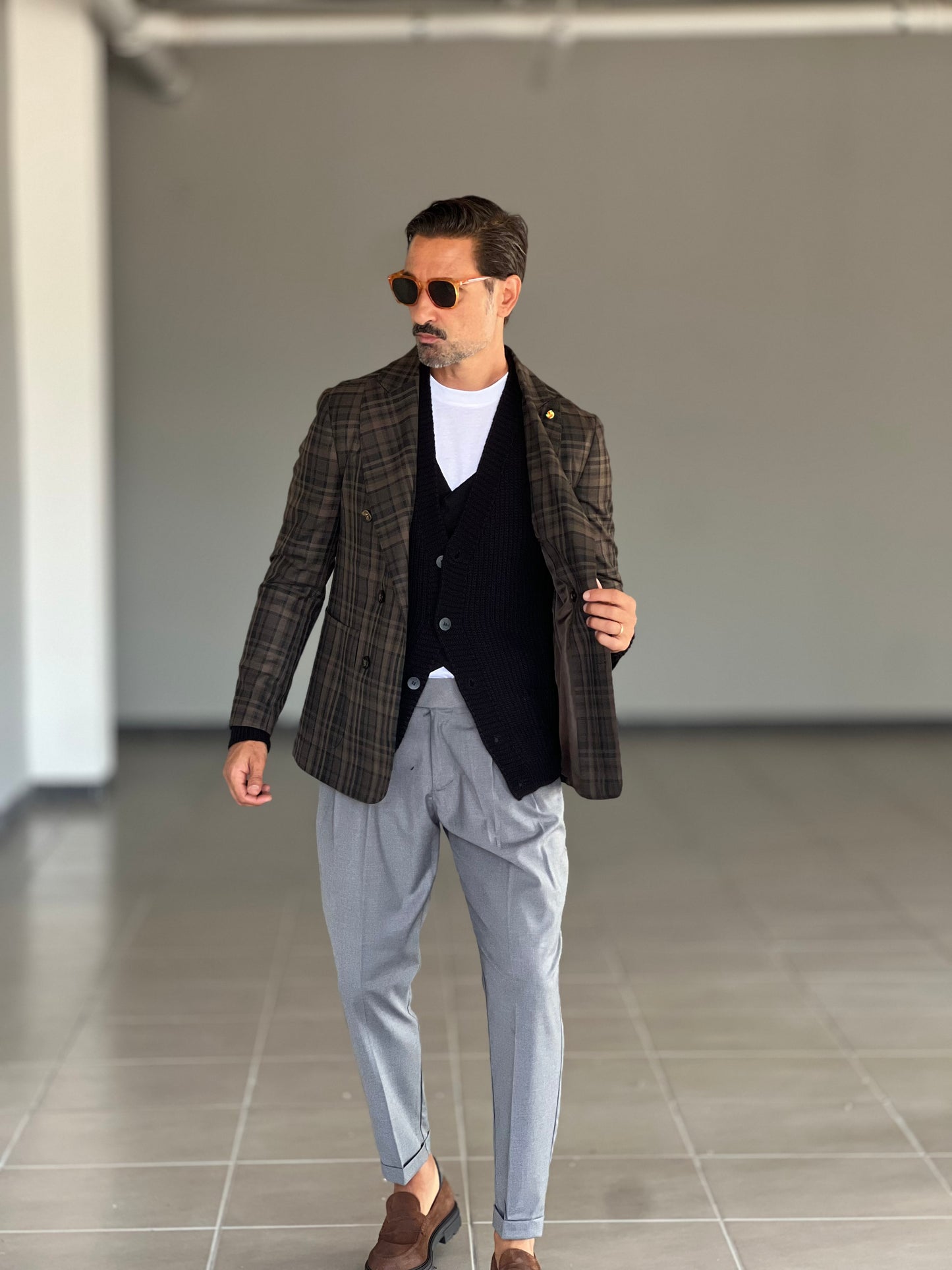 GIACCA DOPPIPPETTO MORO E NERO TARTAN