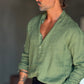 CAMICIA  SERAFINO VERDE LINO PURO