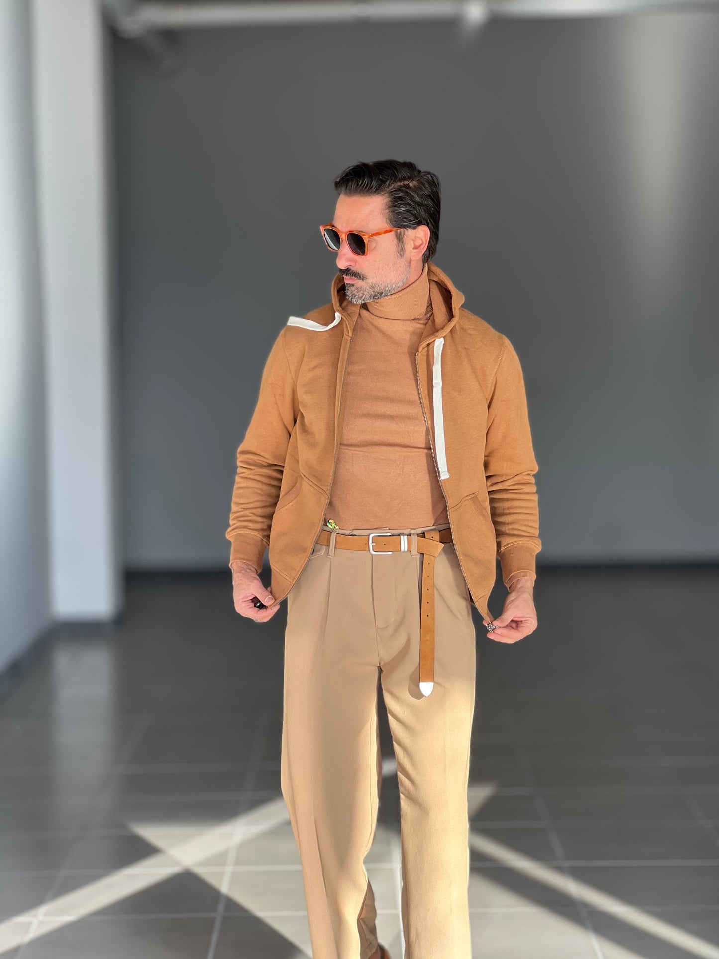 FELPA  TABACCO  DOPPIATA ZIP