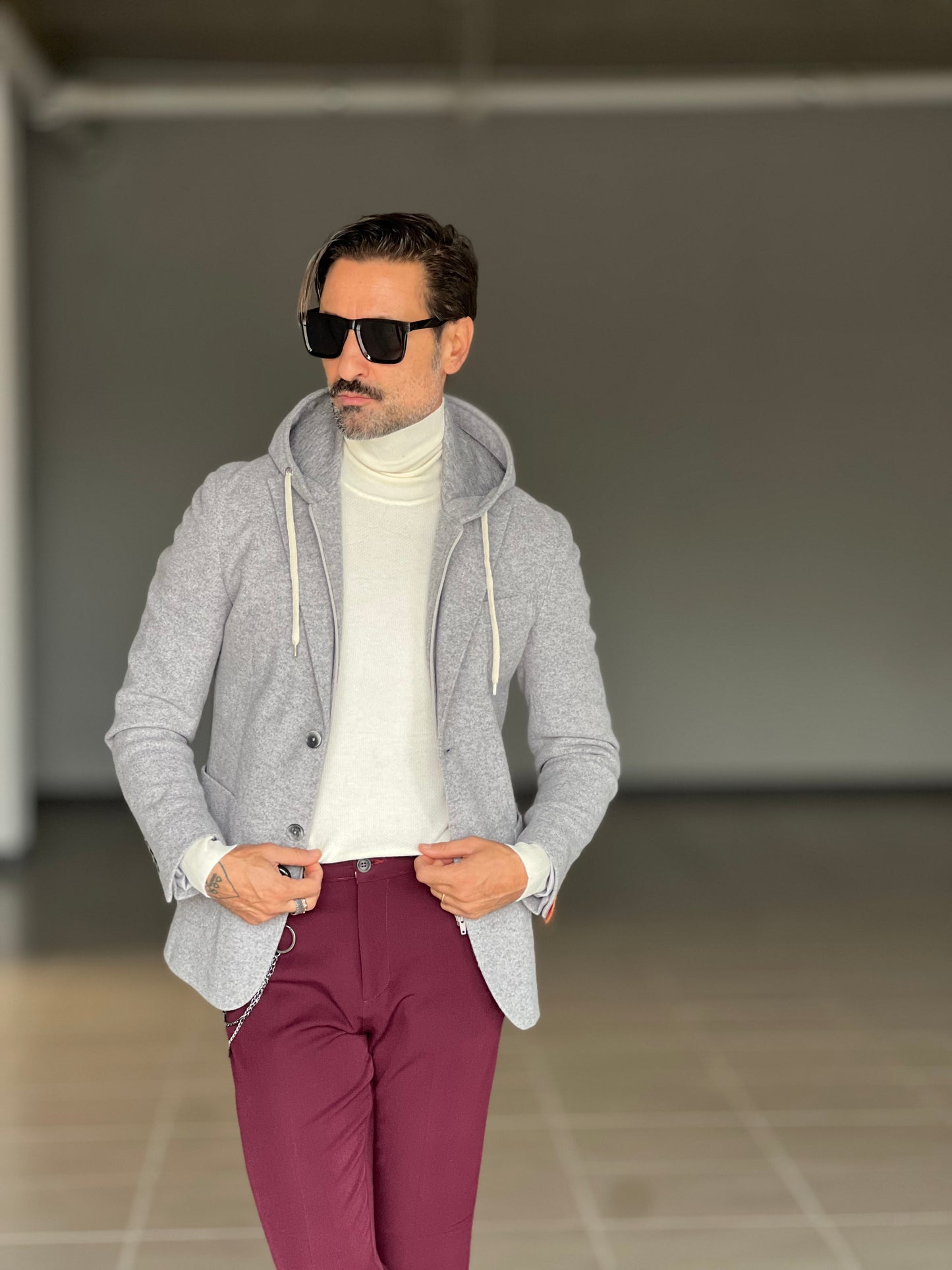 GIACCA PANNO GRIGIA  INTERNO FELPA ESTRIBILE