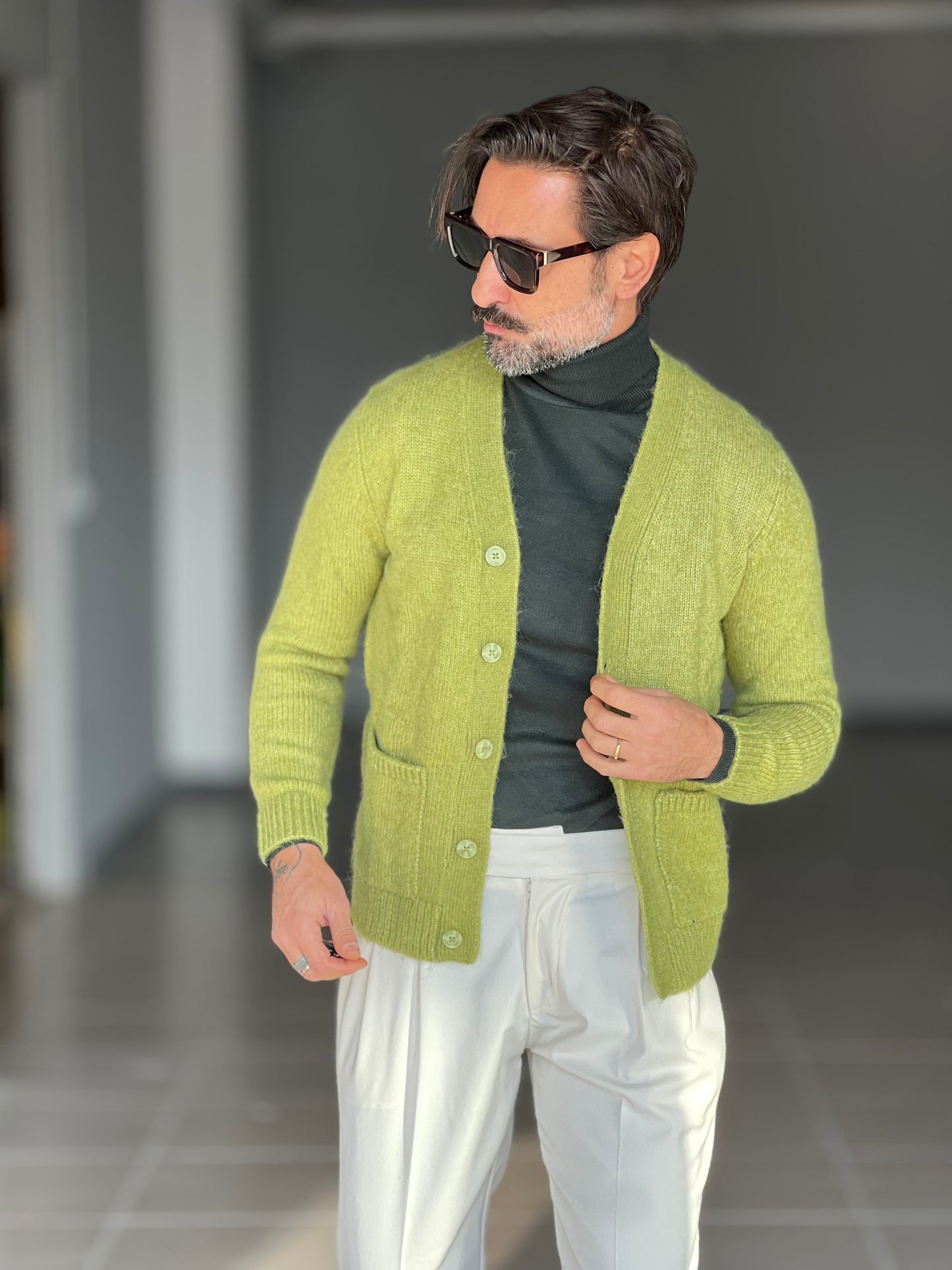 BEIGE COTTON OPEN CARDIGAN