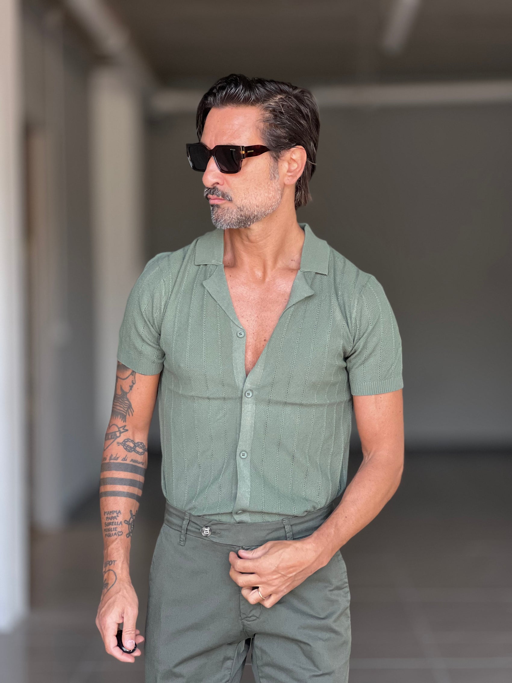 BLUE THREAD COTTON CREW NECK SWEATER