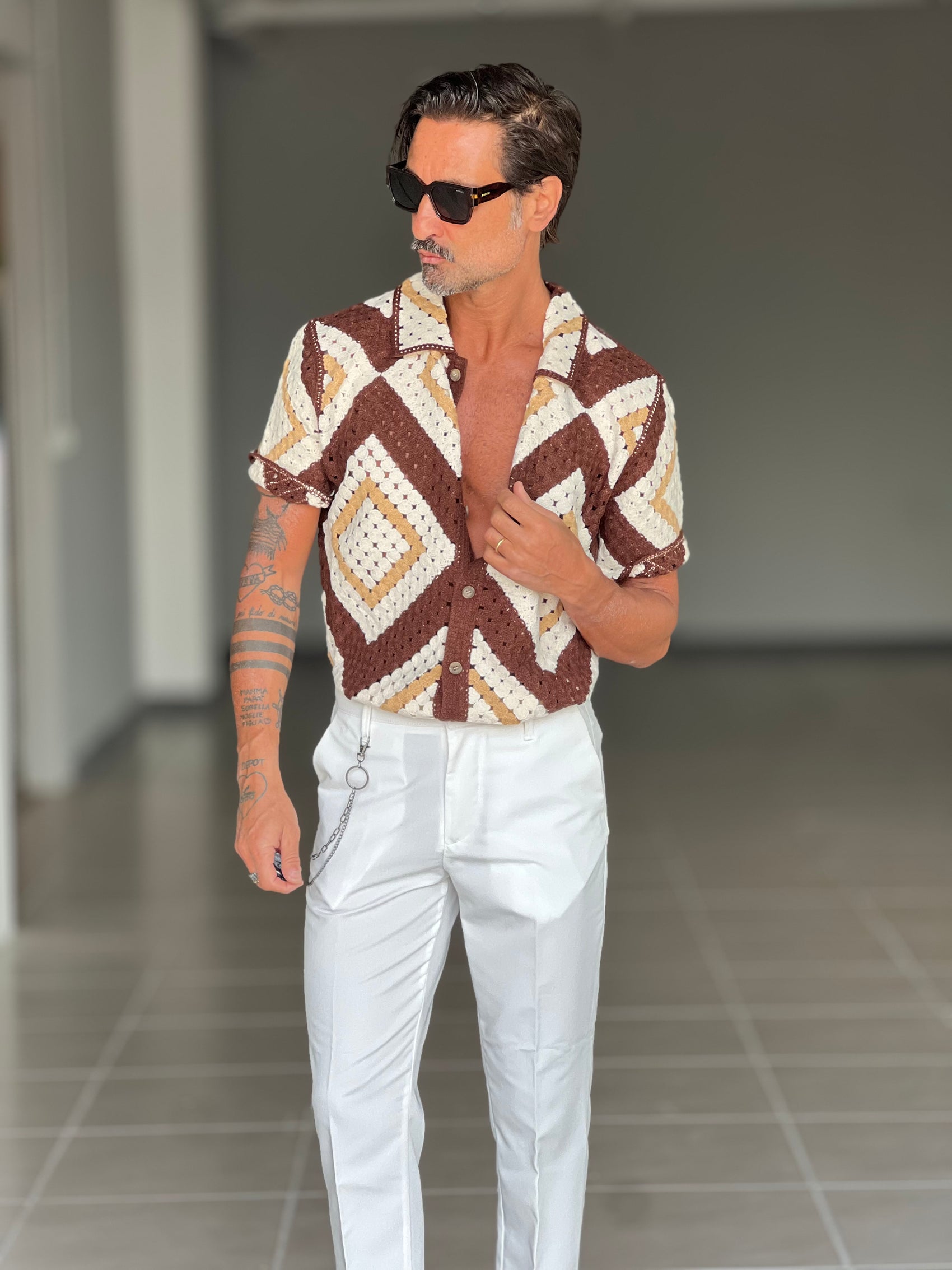 WHITE VISCOSE TROUSERS WITH REGULAR BOTTOM