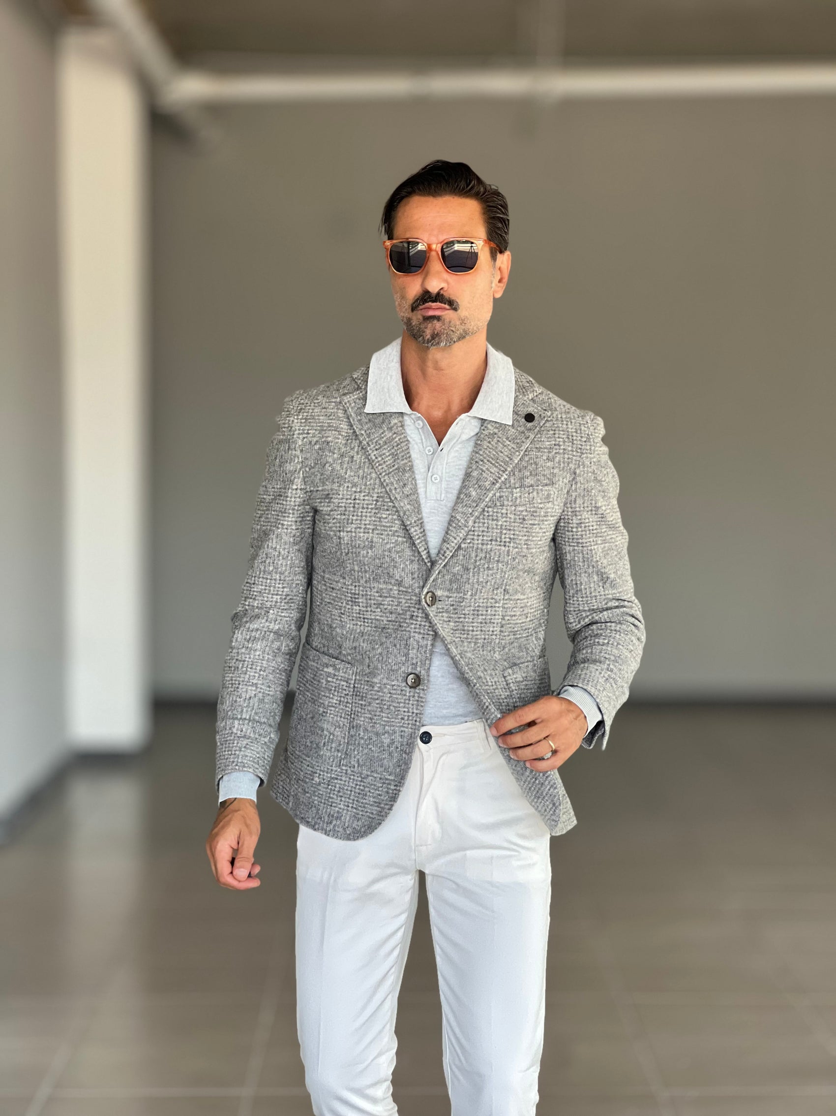 GIACCA TARTAN GRANDE GRIGIA  LANA E MISTI XAGON