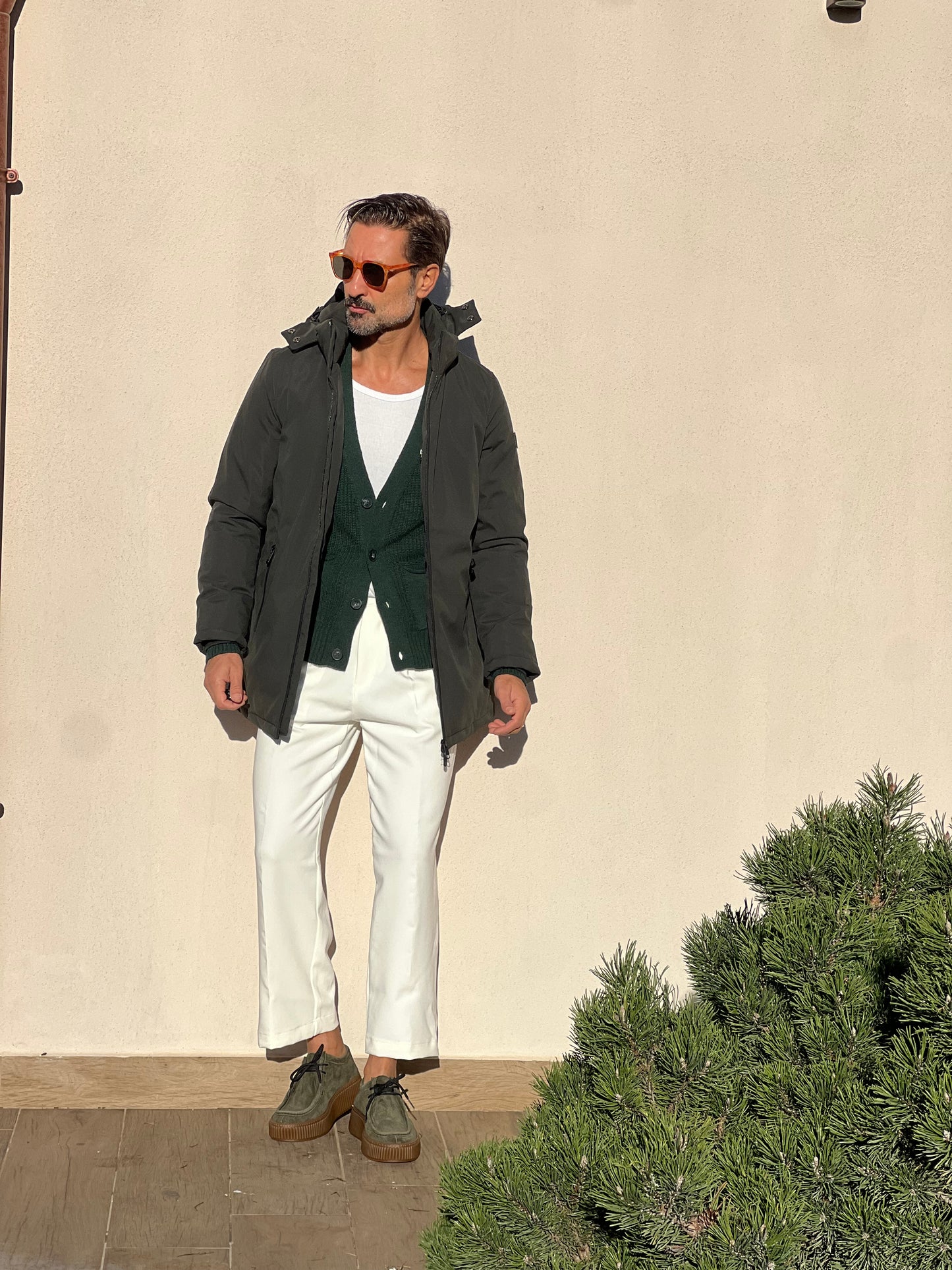 PARKA HAPPER  VERDE TESSUTO TECNICO ZIP TERMOSALDATE