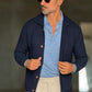 CARDIGAN  POLO BLU  LAVORAZIONE CESTINO