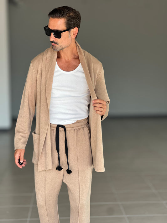 CARDIGAN   CAMMELO MAXI SCIALLATO XAGON