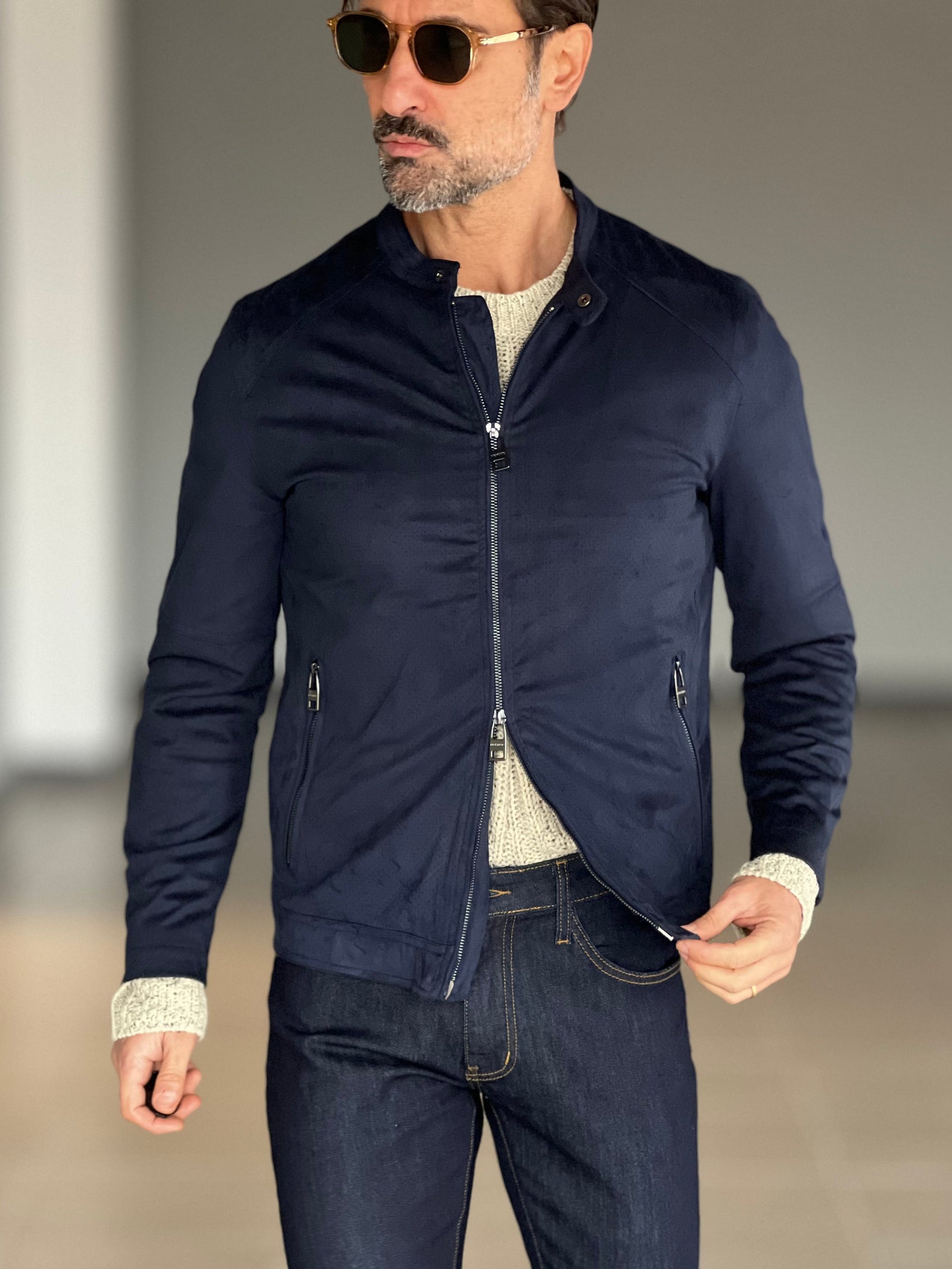 BIKER ECORENNA BLU DOPPIAZIP