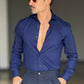 CAMICIA DEPOT BLU OPERATA. COTONE DOPPIO RITORTO
