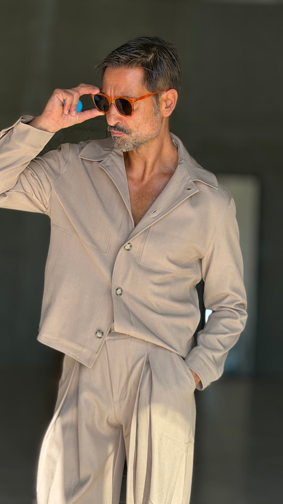 GIUBBINO CAMICIA BEIGE CROP 501 (abbinabile al pantalone baloon 501)