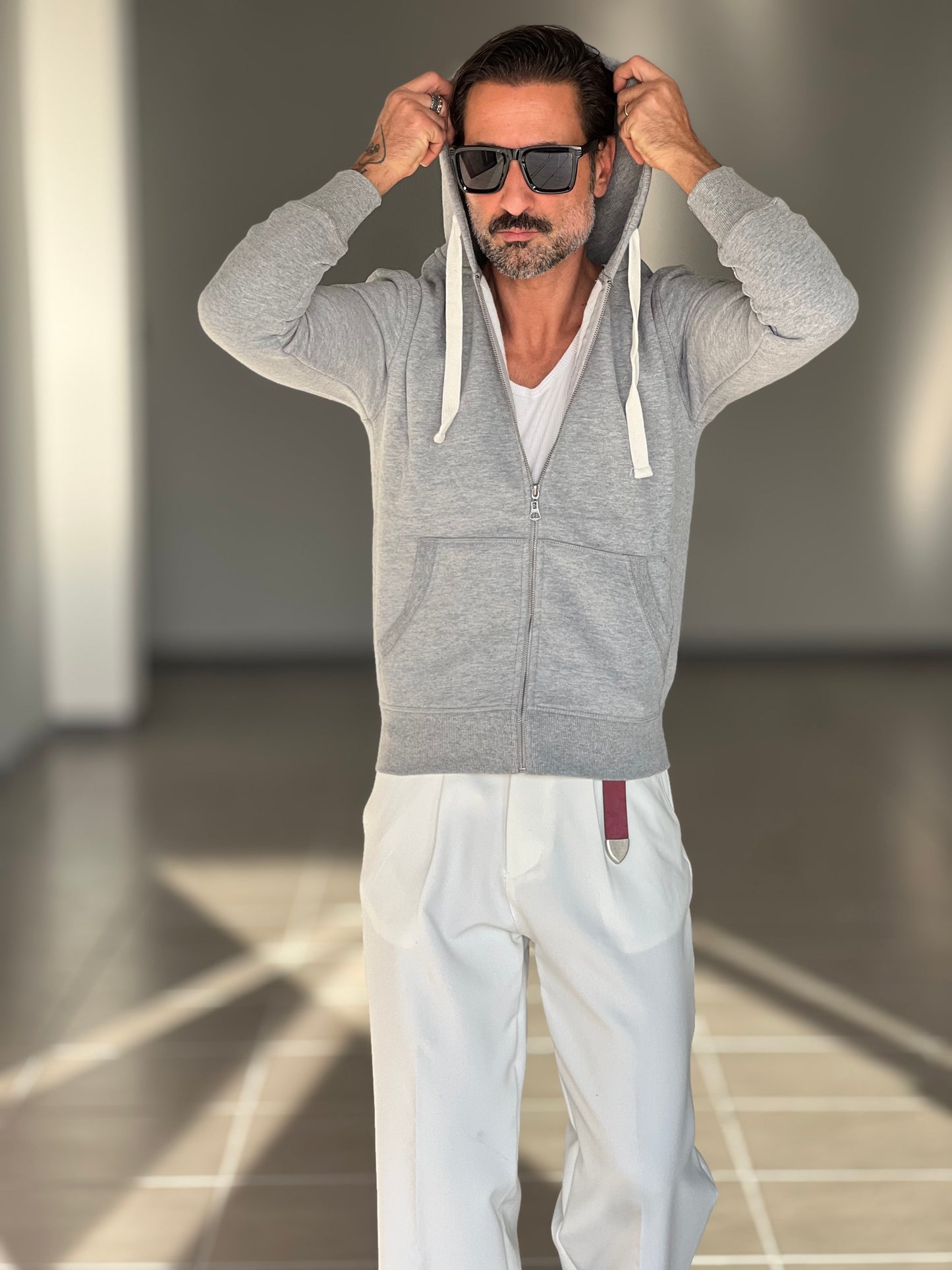 FELPA  GRIGIA DOPPIATA ZIP