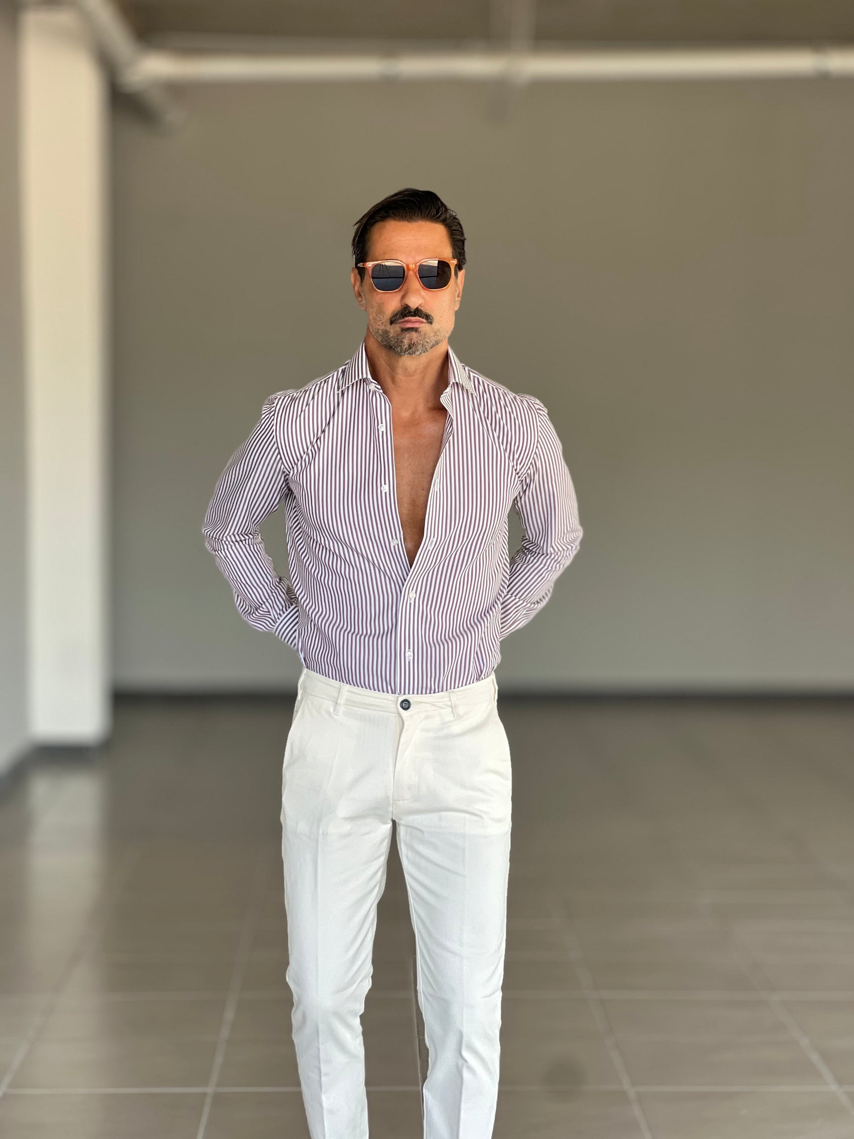 PANTALONE PANNA   GABARDINE DI COTONE